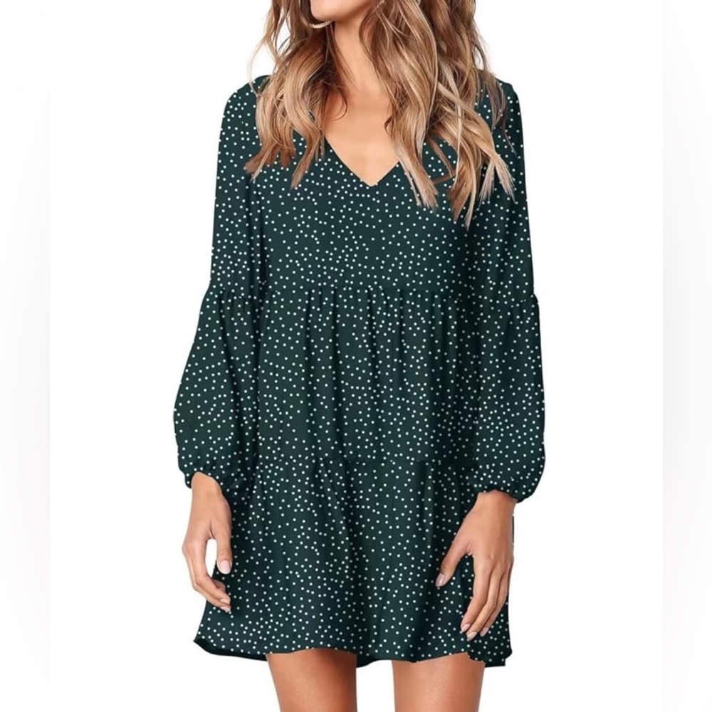 fairy Emerald Green Polka Dot Cottage Core Dress Size 2x